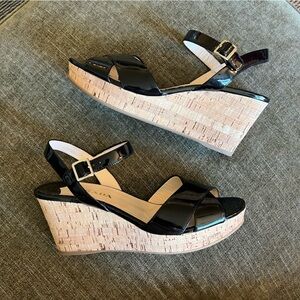Prada Glossy Black Cork Women's Wedges